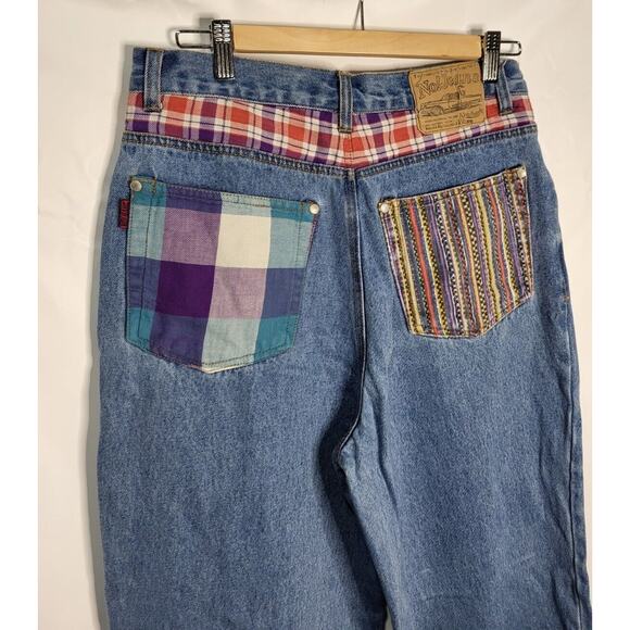 Rare Vintage NO! ABSOLUTELY BLUES Jeans Denim Size 13/14 Plaid, Retro, 1980s - Picture 7 of 11